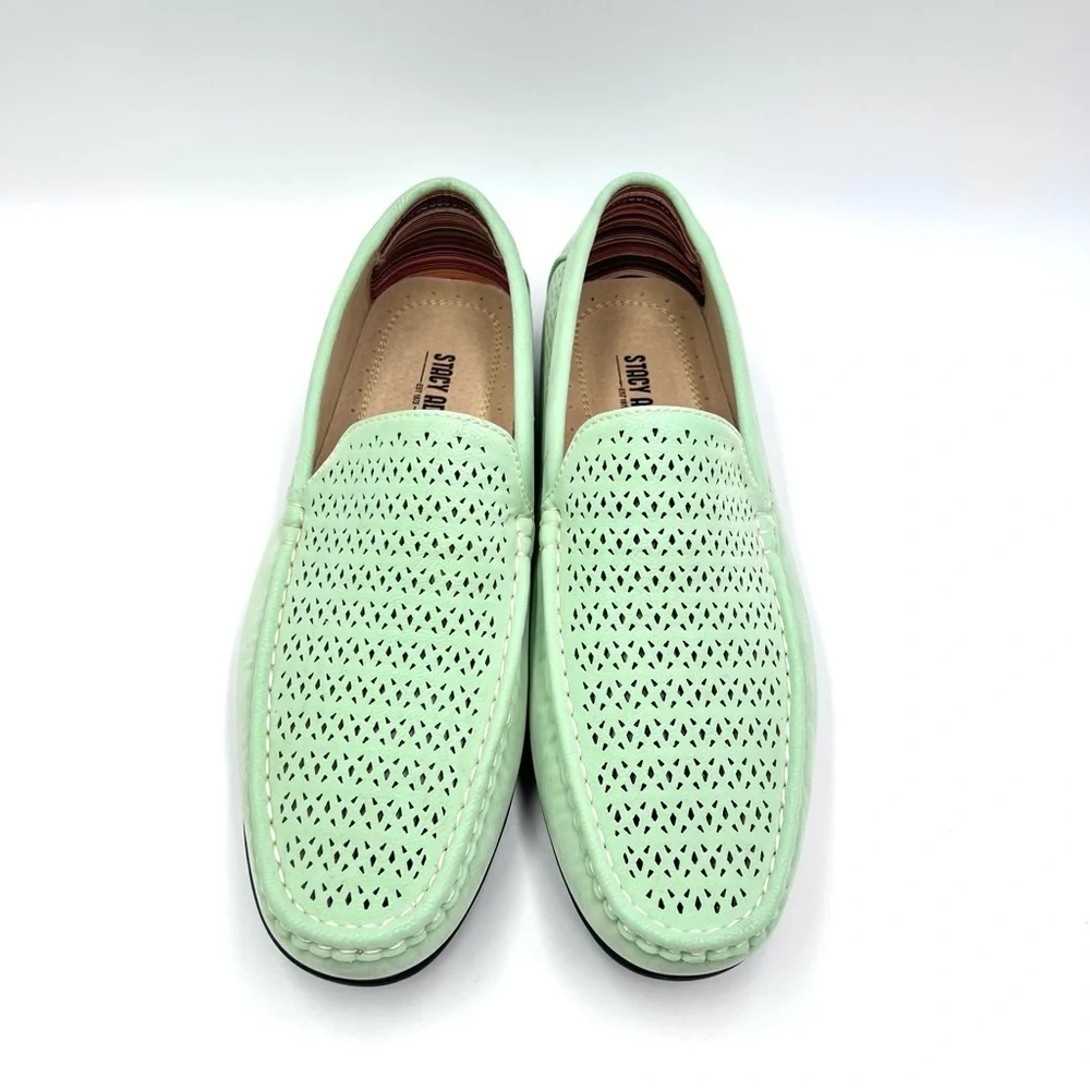 Stacy Adams Mens Size 7 Green Cicero Perf Moc Toe Slip On Driving Loafers‎ Shoes